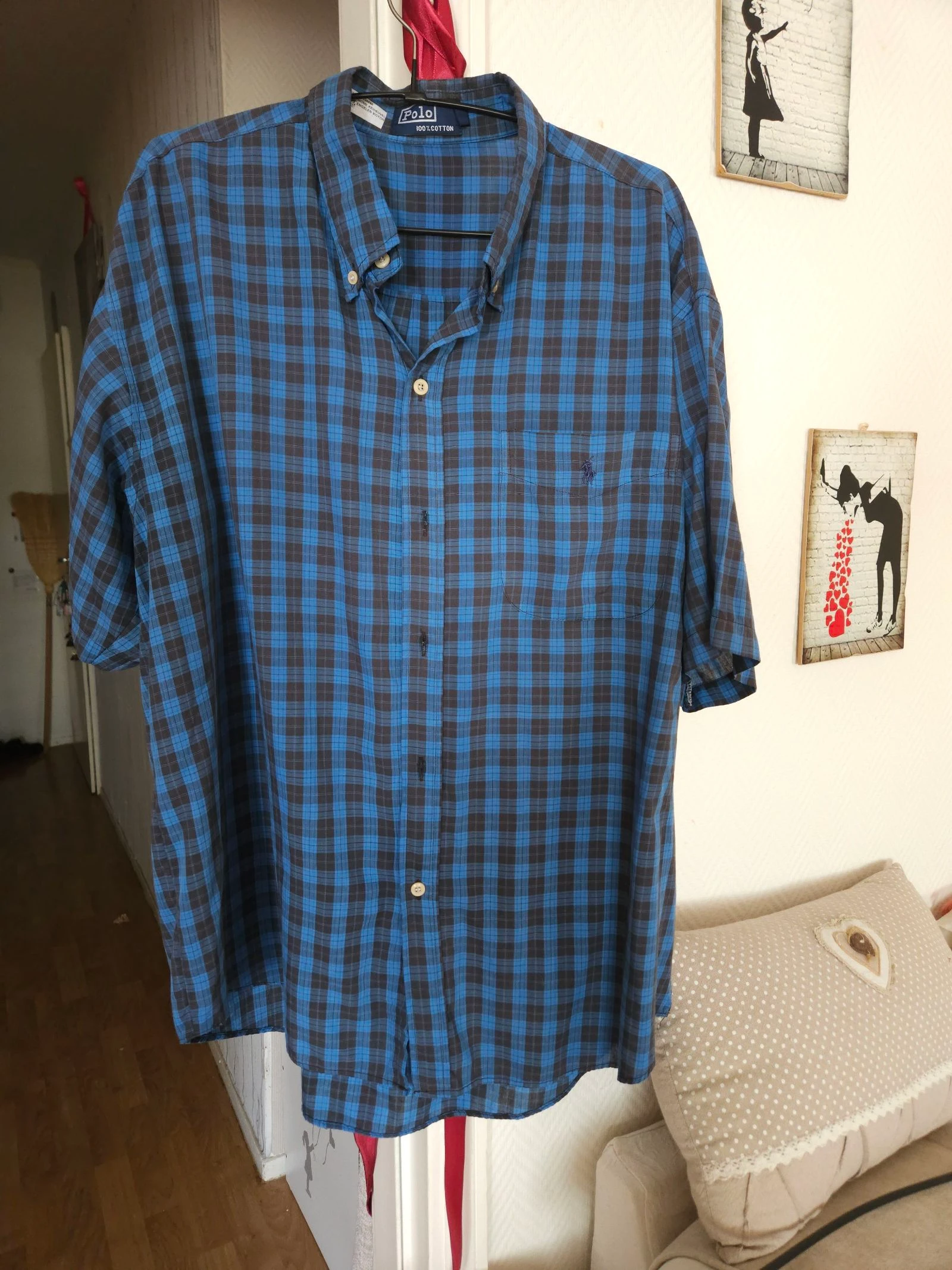 Chemisette carreaux marron et bleu XL